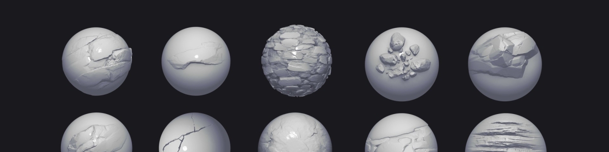 Zbrush石头岩石自定义笔刷合辑